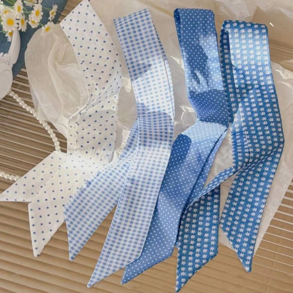 4pc scarves for hair purses and more new blue flower polka dots and gingham